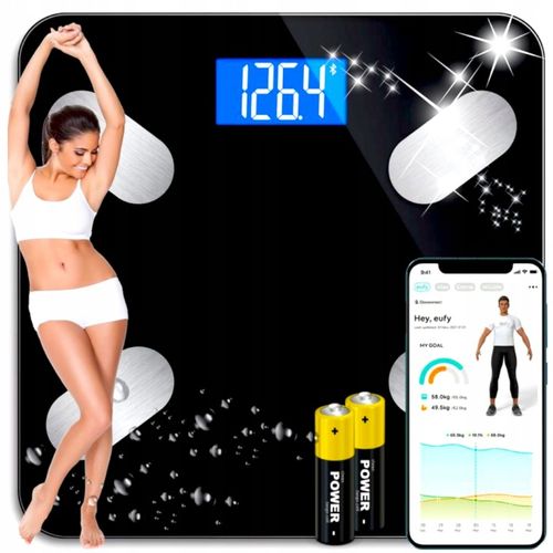 WAGA ŁAZIENKOWA ANALITYCZNA SMART APLIKACJA BLUETOTH SZKŁO + BATERIE GRATIS na Arena.pl