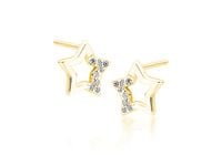 Delikatne pozłacane srebrne kolczyki celebrytki gwiazdki gwiazdy stars białe cyrkonie srebro 925 Z1745EG