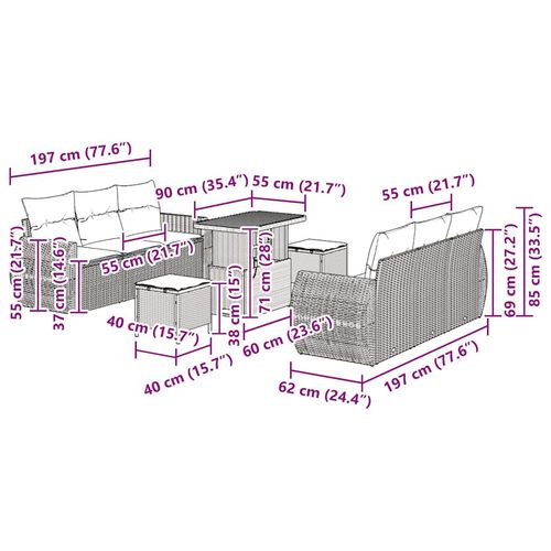 Zestaw Sof na Ogród 9 pcs Czarny polirattan na Arena.pl