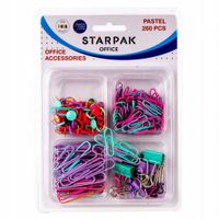 Pastelowe AKCESORIA BIUROWE spinacze pinezki PINEZKI KLIPSY 260 szt STARPAK