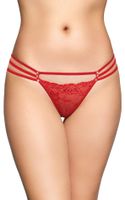 koronkowe stringi z diamencikami softline czerwone s/m