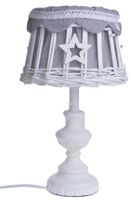 Lampa biała wiklinowy abażur z gwiazdkami mała