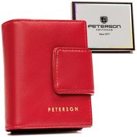 PETERSON portfel damski eko skórzany mały elegancki matowy P240 czerwony