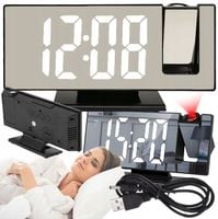 ZEGAR Budzik ELEKTRONICZNY z projektorem LED cyfrowy LUSTRO TERMOMETR
