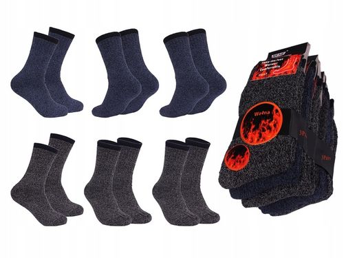 6 x CIEPŁE SKARPETY męskie TERMO GRUBE Wełniane Skarpetki na ZIMĘ ~ 39-43 ~ na Arena.pl