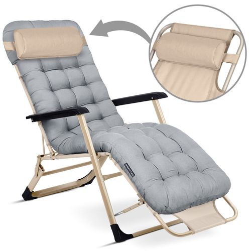 Leżak ogrodowy składany z poduszką Sofotel ChillWell zestaw 2 szt jasno szary na Arena.pl