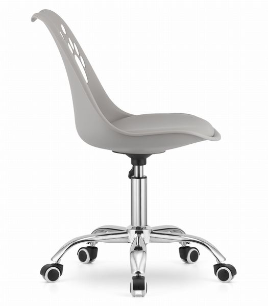 Krzesło obrotowe szare dla dziecka do biurka poduszka ekoskóra zdjęcie 4