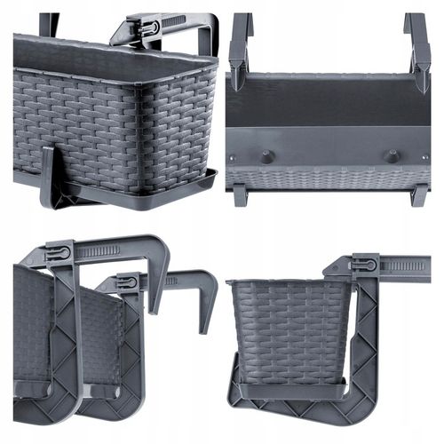 4x SKRZYNKA BALKONOWA DONICZKA DONICA 60cm Z UCHWYTAMI GRAFITOWA na Arena.pl