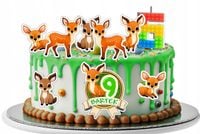 OPŁATEK ZESTAW URODZINOWY POSTACIE NA TORT - ZWIERZĘTA SARNA LAS + IMIĘ