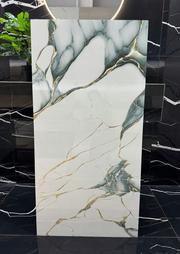 Gres polerowany 120x60 ZŁOTE REFLEKSY marmur Ice Blue WYSOKI POŁYSK - HIT! na Arena.pl