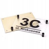 TABLICZKA Z NUMEREM DOMU | ADRESOWA | PLEKSA i ALUMINIUM + DYSTANSE i KOŁKI