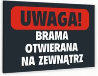 Tabliczka informacyjna znak nadruk UV 30x20 brama otwierana na zewnątrz