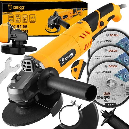 SZLIFIERKA KĄTOWA KĄTÓWKA 1100W 125MM Z REGULACJĄ OBROTÓW DEKO + 3 TARCZE na Arena.pl
