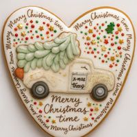 CIASTKO LUKROWANE PICKUP Z CHOINKĄ SNOW SERCE NO7 ROZ.S RĘCZNIE ROBIONE