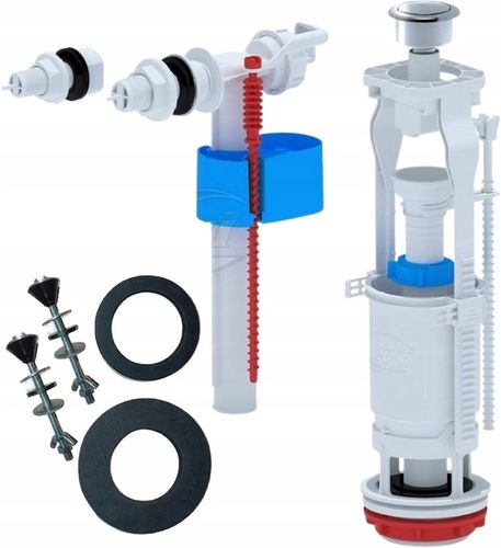 ZAWÓR SPUSTOWY WC SPŁUCZKI ZBIORNIKA+NAPEŁNIAJĄCY 1/2 3/8 +ZESTAW NAPRAWCZY na Arena.pl