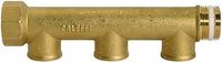 Rozdzielacz rozgałęźnik 3-drożny mosiądz, wlot 2x 3/4", wylot 3x 1/2"