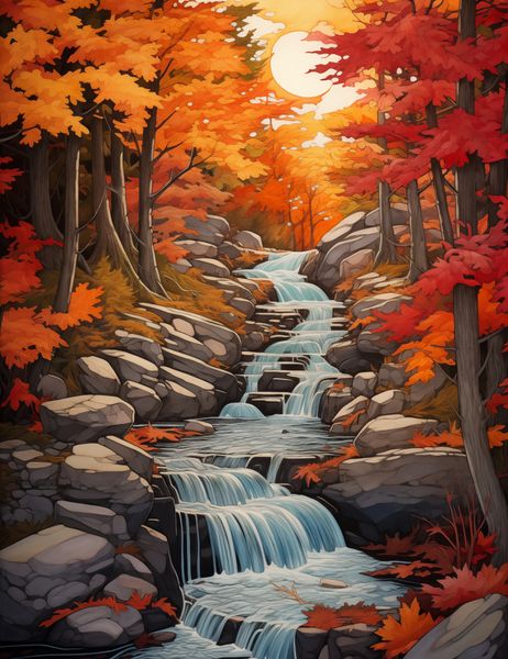 Plakat 50x65cm Jesienne Wodospady zdjęcie 1