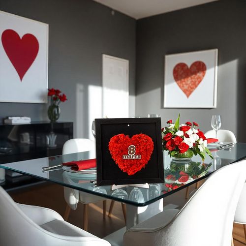 Prezent na Dzień Kobiet serce wykończone chrobotkiem w pudełku czerwone na Arena.pl