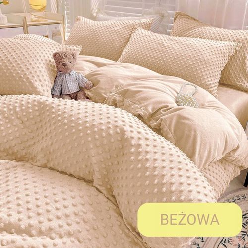 Pościel 200x220 pluszowa polarowa MINKY miś kropki 3D kolory zimowa na Arena.pl