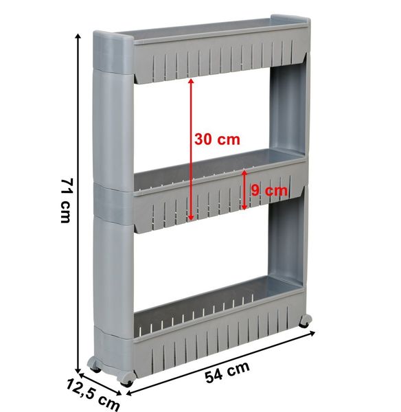 Półki łazienkowe na kółkach szare 3 poziomy Leira zdjęcie 2
