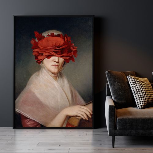 Obraz na płótnie portret czerwony kwiat 50x70 cm na Arena.pl