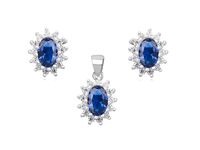 Delikatny rodowany srebrny komplet markizy szafir cyrkonie srebro 925 Z1102K_BL