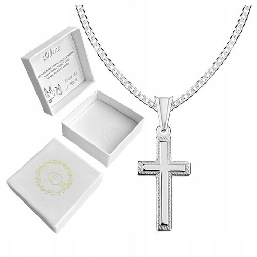 Krzyżyk z łańcuszkiem srebrny medalik komunijny łańcuszek z krzyżykiem na Arena.pl