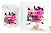 Na Urodziny 30 Zestaw Poduszka + Skarbonka Prezent Z Nadrukiem Ze Zdjęciem