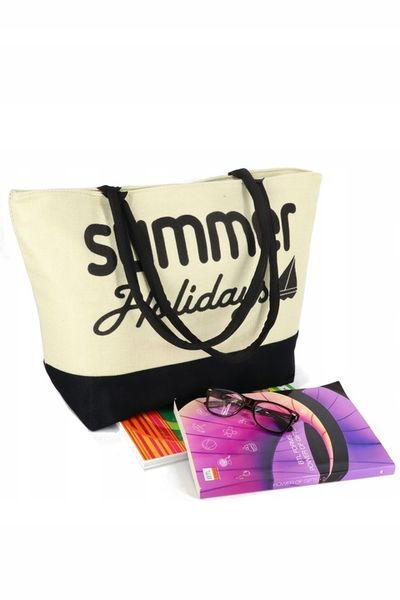 Torba plażowa duża NA PLAŻĘ PIKNIK płócienna SUMMER LETNIA zdjęcie 4