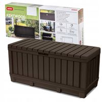 SKRZYNIA OGRODOWA KETER KENTWOOD SCHOWEK SIEDZISKO 350L BRĄZOWA