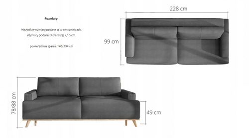 Kanapa Sofa GLEN 228cm WRL na Arena.pl
