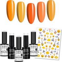 5x NTN Lakier Hybrydowy 5g Dyniowe Halloween Jesień + Naklejki DD-762