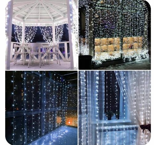 KURTYNA ŚWIETLNA kurtyna LED 2x2 m 200 LED USB pilot+ haczyki BIAŁY ZIMNY na Arena.pl