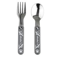 AKUKU SZTUĆCE DLA DZIECI ZE STALI SZLACHETNEJ ŁYŻKA + WIDELEC DO KARMIENIA