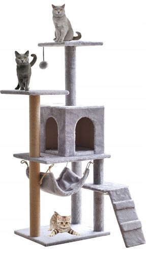 Drapak budka dla kota duży wysoki legowisko dla dużego kota drabinka słupek na Arena.pl