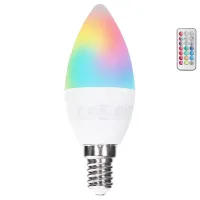 Żarówka LED świeczka C37 E14 6W RGB+3000K ciepła z pilotem do przytulnego klimatu
