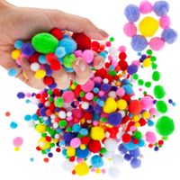 Pompony Kreatywne, Pluszowe, Mix Kolorów, Mix Rozmiarów, Do Rękodzieła, .