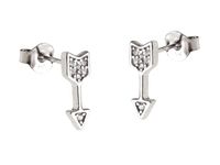 Delikatne rodowane srebrne kolczyki celebrytka strzała strzałka arrow cyrkonie srebro 925 K1588