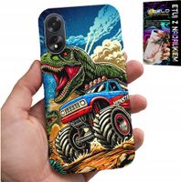 ETUI DO OPPO A78 4G -DINOZAUR W MONSTERTRUCKU WZORY DLA DZIECI