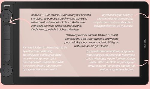 Tablet graficzny HUION Kamvas 13 Gen. 3 (2025) Czarny PenTech 4.0 PL + LEW na Arena.pl
