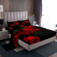 Pościel Czerwone Róże Mikrofibra z Prześcieradłem 4 Elementy 150x200 cm