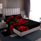 Pościel Czerwone Róże Mikrofibra z Prześcieradłem 4 Elementy 150x200 cm
