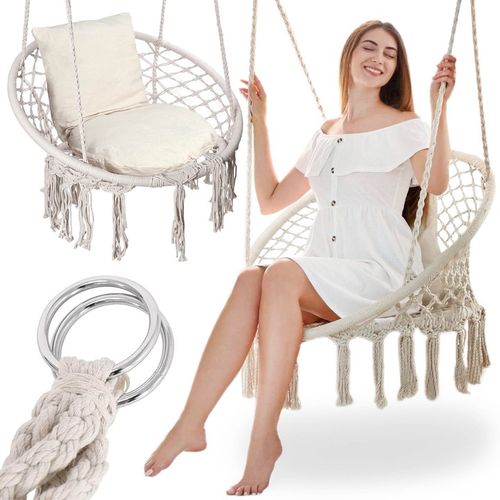 FOTEL WISZĄCY OGRODOWY KRZESŁO HUŚTAWKA DO OGRODU DOMU BUJAK Z PODUSZKAMI na Arena.pl