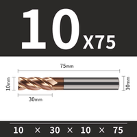 Frez TiSiN 4 ostrza Z-4 do stali nierdzewnej do 55HRC Roz. Ø10x30x10Dx75L