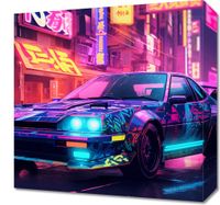 Obraz 40x40cm Nocny Rajd w Neo-Tokio
