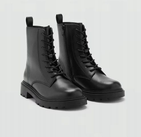 MANGO Botki sznurowane ze skóry R36 na Arena.pl