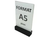 Stojak z plexi 2mm na ulotkę menu A5 drewniana podstawka