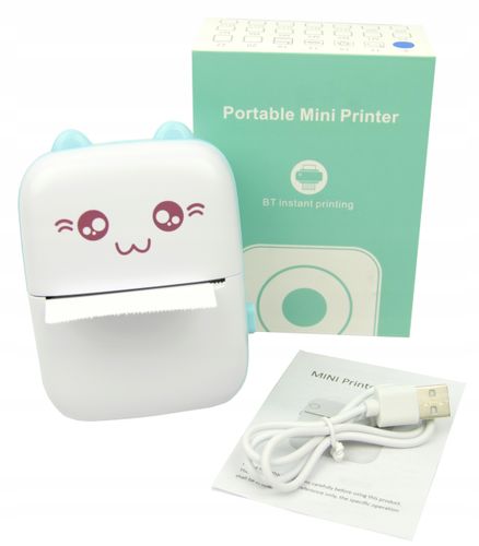 MINI DRUKARKA KOTEK DO ZDJĘĆ TERMICZNA KIESZONKOWA BEZPRZEWODOWA USB ROLKA na Arena.pl