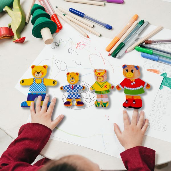 Ubieranie Misia Klocki Drewniane Układanka zdjęcie 13