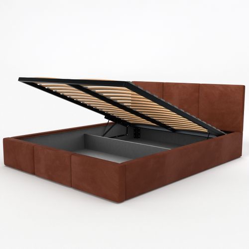 ŁÓŻKO TAPICEROWANE DO SYPIALNI 140x200 ŁÓŻKO PODWÓJNE Z POJEMNIKIEM MIODOWE na Arena.pl